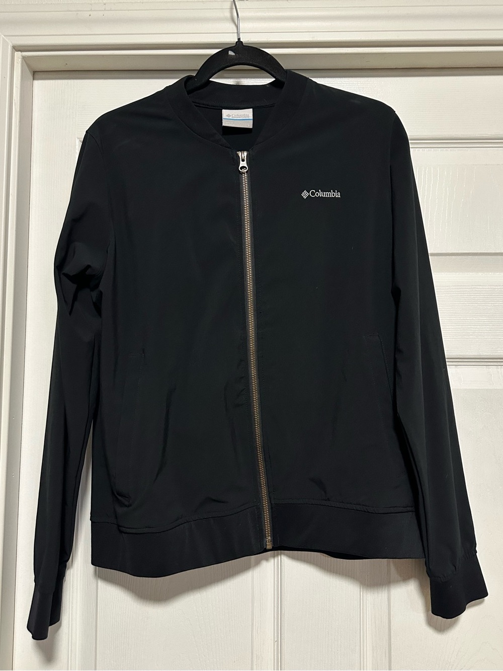 Columbia Black Lightweight Bomber Jacket Gold Zip Size L